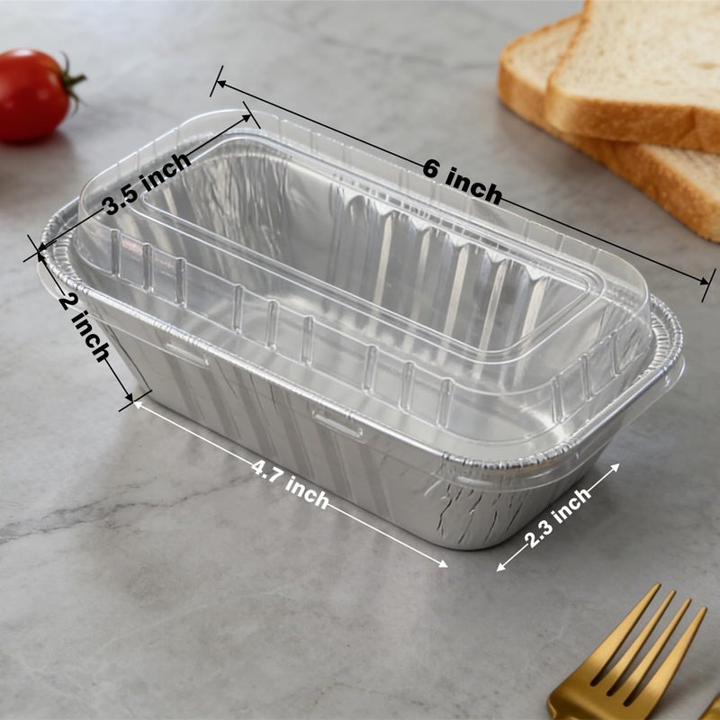 Findful 60 Pack 6"x3.5"x2" Disposable Aluminum Loaf Pans with Chear Lids, 1 lb Mini Foil Loaf Pans & Food Containers,Small Aluminum Tin Foil Baking Pan for Cakes, Bread, Meat, Loaves - Image 2